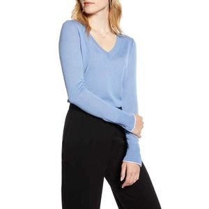 1901 V-Neck Merino Wool Blend Sweater Size XS